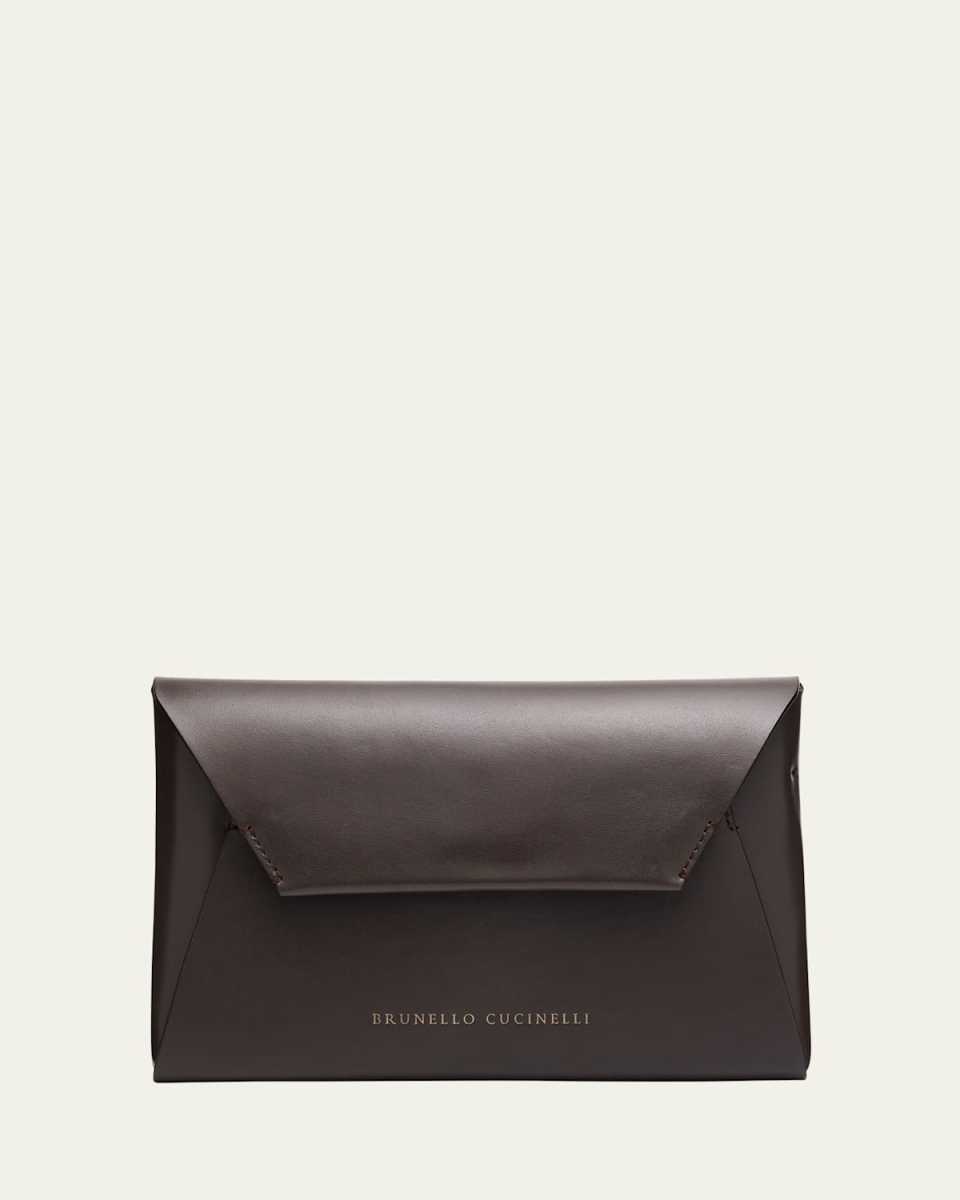 Envelope Flap Leather Clutch Bag